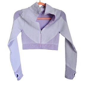 NEW Countouring Gym Yoga Outfit Colorblock Zip Up Sport Jacket Crop L